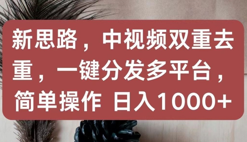 新思路,中视频双重去重,一键分发多平台,简单操作,日入1000+【揭秘】-腾哥精选