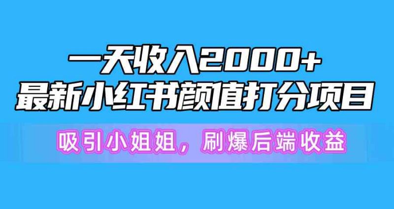 （10187期）一天收入2000+，最新小红书颜值打分项目，吸引小姐姐，刷爆后端收益-腾哥精选