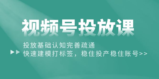 (10205期)视频号投放课:投放基础认知完善疏通,快速建模打标签,稳住投产稳住账号-腾哥精选