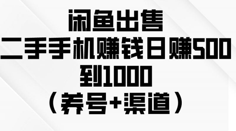 （10269期）闲鱼出售二手手机赚钱，日赚500到1000（养号+渠道）-腾哥精选