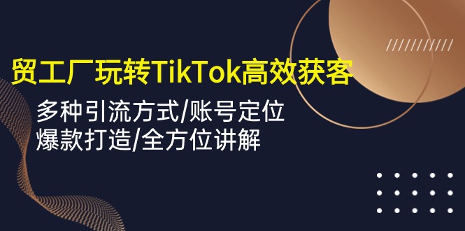 （10302期）外贸工厂玩转TikTok高效获客，多种引流方式/账号定位/爆款打造/全方位讲解-腾哥精选