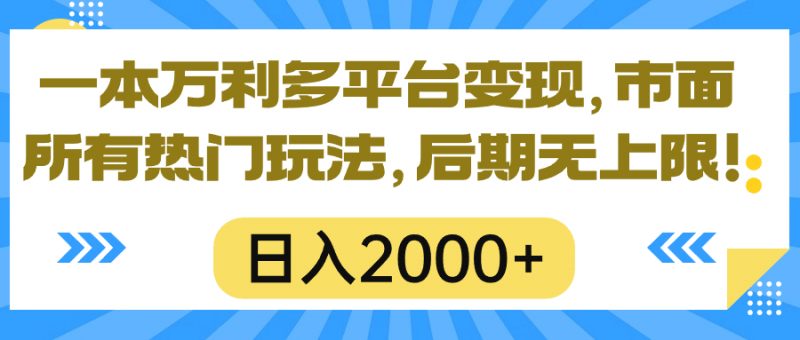 （10311期）一本万利多平台变现，市面所有热门玩法，日入2000+，后期无上限！-腾哥精选