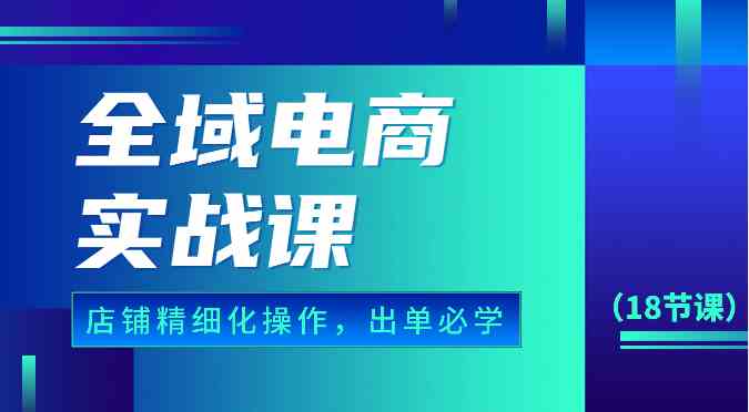 全域电商实战课，个人店铺精细化操作流程，出单必学内容（18节课）-腾哥精选