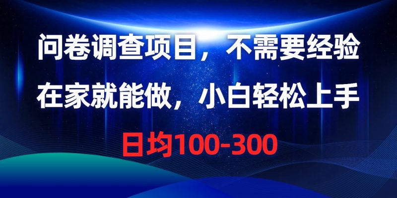 （10402期）问卷调查项目，不需要经验，在家就能做，小白轻松上手，日均100-300-腾哥精选