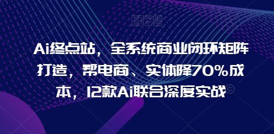 Ai终点站，全系统商业闭环矩阵打造，帮电商、实体降70%成本，12款Ai联合深度实战-腾哥精选