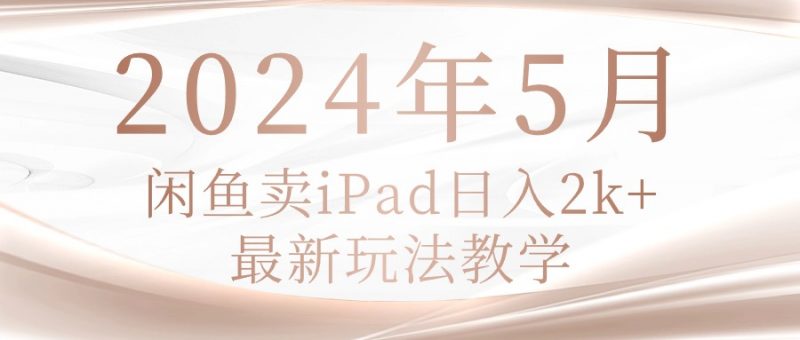 （10459期）2024年5月闲鱼卖ipad日入2k，最新玩法教学-腾哥精选