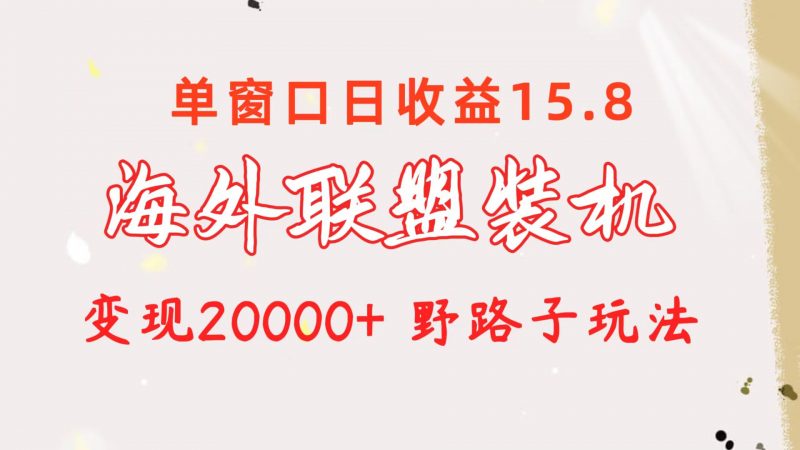 (10475期)海外联盟装机 单窗口日收益15.8 变现20000+ 野路子玩法-腾哥精选