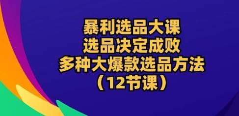 暴利选品大课:选品决定成败,教你多种大爆款选品方法(12节课)-腾哥精选