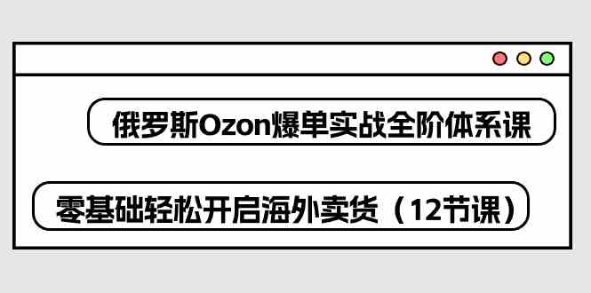 俄罗斯Ozon爆单实战全阶体系课，零基础轻松开启海外卖货（12节课）-腾哥精选