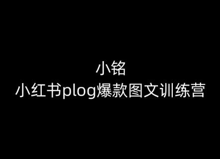 小铭-小红书plog爆款图文训练营,教你从0-1做小红书-腾哥精选
