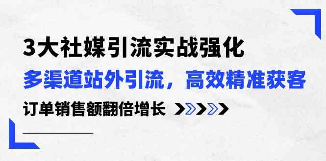 3大社媒引流实操强化，多渠道站外引流/高效精准获客/订单销售额翻倍增长-腾哥精选