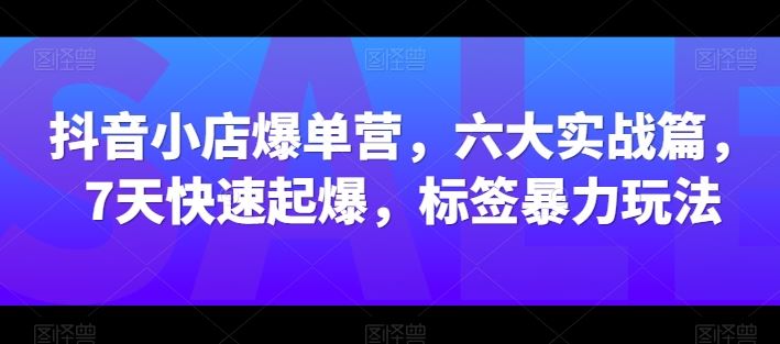 抖音小店爆单营，六大实战篇，7天快速起爆，标签暴力玩法-腾哥精选