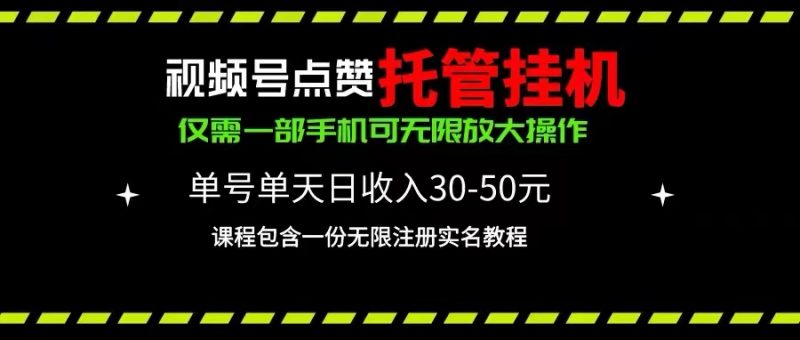 (10644期)视频号点赞托管挂机,单号单天利润30~50,一部手机无限放大(附带无限…-腾哥精选