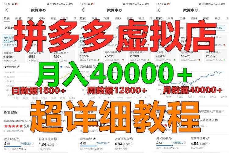 拼多多虚拟电商训练营月入40000+，全网最详细，你做你也行，暴利稳定长久-腾哥精选