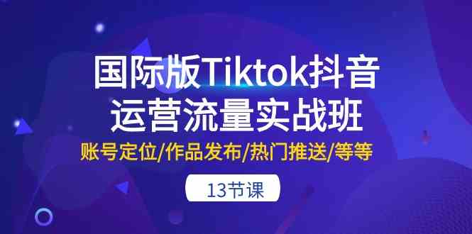 国际版Tiktok抖音运营流量实战班:账号定位/作品发布/热门推送/等等(13节)-腾哥精选