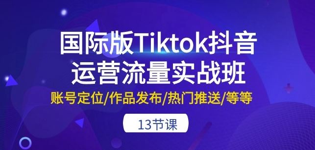 国际版Tiktok抖音运营流量实战班:账号定位/作品发布/热门推送/等等-13节-腾哥精选