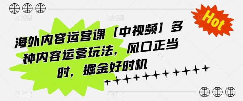 海外内容运营课【中视频】多种内容运营玩法,风口正当时,掘金好时机-腾哥精选