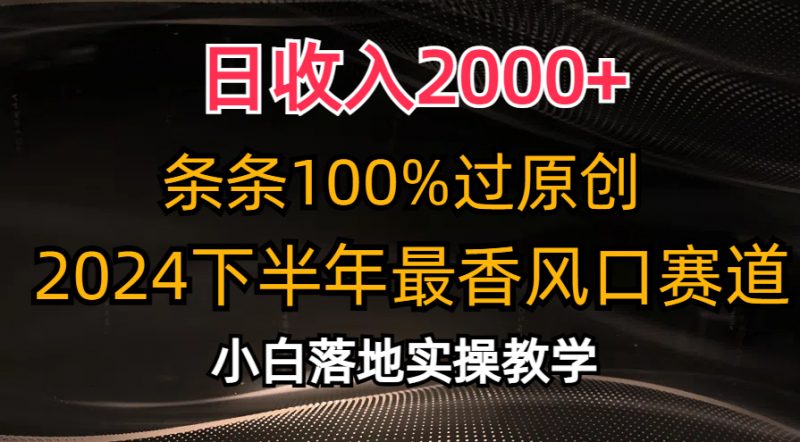 （10951期）日收入2000+，条条100%过原创，2024下半年最香风口赛道，小白轻松上手-腾哥精选