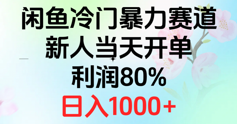 （10985期）2024闲鱼冷门暴力赛道，新人当天开单，利润80%，日入1000+-腾哥精选