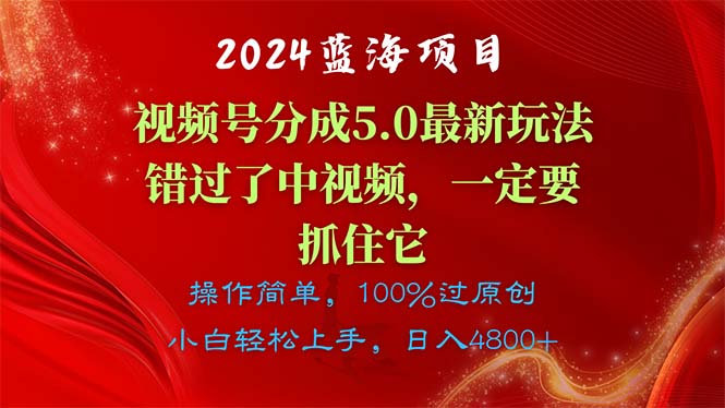（11032期）2024蓝海项目，视频号分成计划5.0最新玩法，错过了中视频，一定要抓住…-腾哥精选