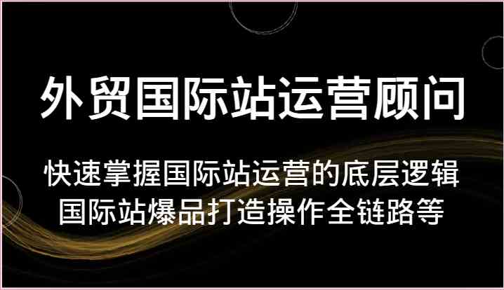 外贸国际站运营顾问-快速掌握国际站运营的底层逻辑，国际站爆品打造操作全链路等-腾哥精选