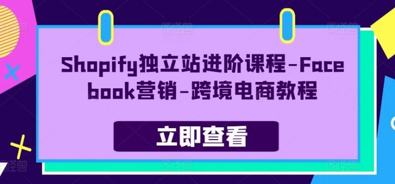 Shopify独立站进阶课程-Facebook营销-跨境电商教程-腾哥精选