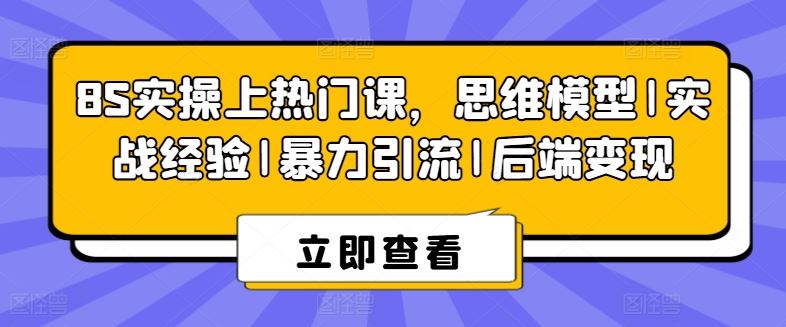 8S实操上热门课，思维模型|实战经验|暴力引流|后端变现-腾哥精选