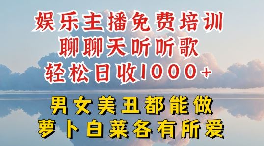 娱乐主播免费培训聊聊天听听歌轻松日收1K+,男女美丑都能做萝卜白菜各有所爱【揭秘】-腾哥精选