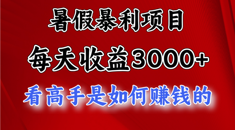 (11422期)暑假暴利项目,每天收益3000+ 努努力能达到5000+,暑假大流量来了-腾哥精选
