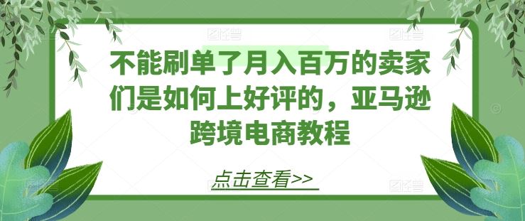 不能刷单了月入百万的卖家们是如何上好评的,亚马逊跨境电商教程-腾哥精选
