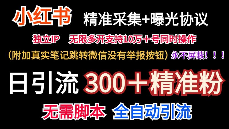 小红薯精准采集＋无限曝光＋真实笔记跳转微信，永不屏蔽（日引300＋精准粉）-腾哥精选