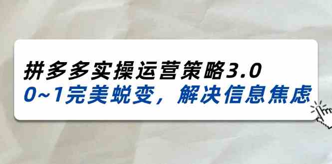 2024-2025拼多多实操运营策略3.0，0~1完美蜕变，解决信息焦虑（38节）-腾哥精选
