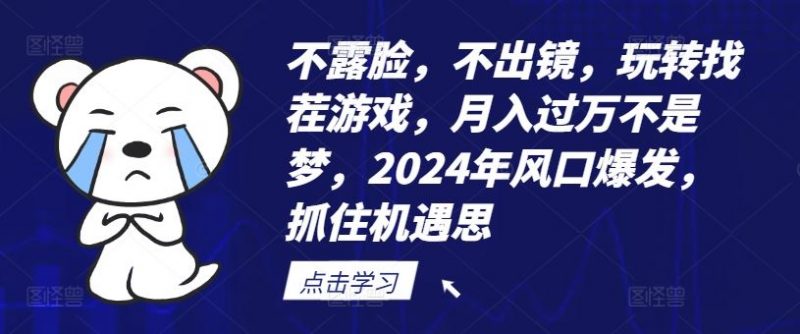 不露脸，不出镜，玩转找茬游戏，月入过万不是梦，2024年风口爆发，抓住机遇【揭秘】-腾哥精选