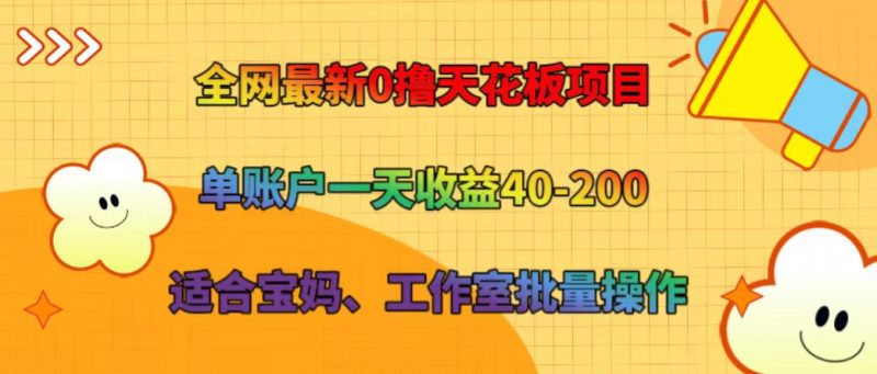 全网最新0撸天花板项目 单账户一天收益40-200 适合宝妈、工作室批量操作-腾哥精选