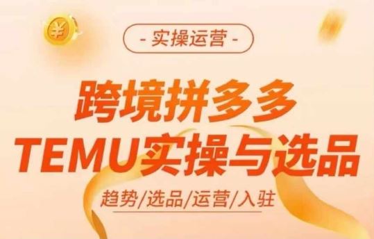 跨境拼多多TEMU实操与选品,多多temu跨境选品运营实操-腾哥精选
