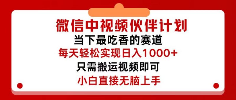 (12017期)微信中视频伙伴计划,仅靠搬运就能轻松实现日入500+,关键操作还简单,…-腾哥精选