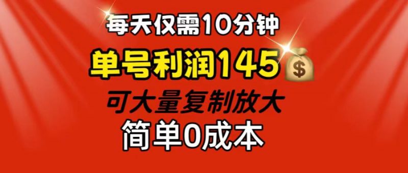 （12027期）每天仅需10分钟，单号利润145 可复制放大 简单0成本-腾哥精选
