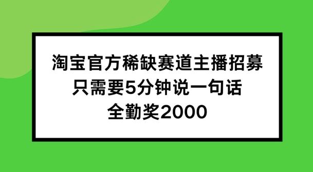 淘宝官方稀缺赛道主播招募 ,只需要5分钟说一句话, 全勤奖2000【揭秘】-腾哥精选