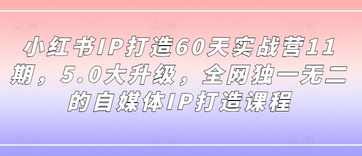 小红书IP打造60天实战营11期,5.0大升级,全网独一无二的自媒体IP打造课程-腾哥精选