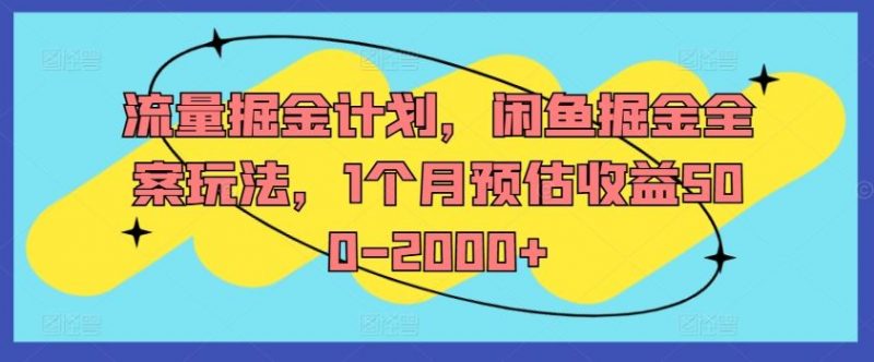 流量掘金计划，闲鱼掘金全案玩法，1个月预估收益500-2000+-腾哥精选