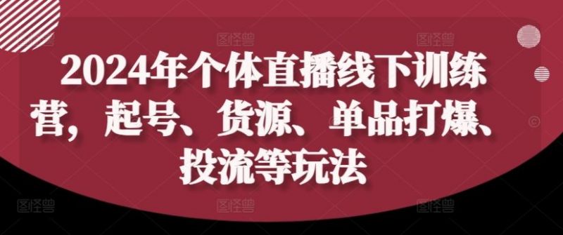2024年个体直播训练营，起号、货源、单品打爆、投流等玩法-腾哥精选