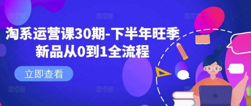 淘系运营课30期-下半年旺季新品从0到1全流程-腾哥精选