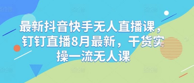 最新抖音快手无人直播课，钉钉直播8月最新，干货实操一流无人课-腾哥精选