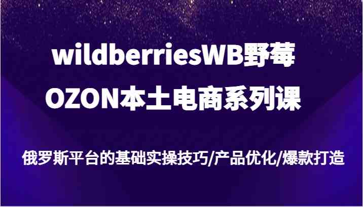 wildberriesWB野莓/OZON本土电商系列课，俄罗斯平台的基础实操技巧/产品优化/爆款打造-腾哥精选