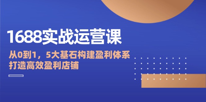 （12482期）1688实战运营课：从0到1，5大基石构建盈利体系，打造高效盈利店铺-腾哥精选