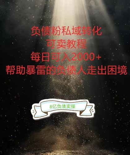 负债粉掘金计划，帮助负债者解决问题，债务规划，债务重组，最好的变现方式【揭秘】-腾哥精选