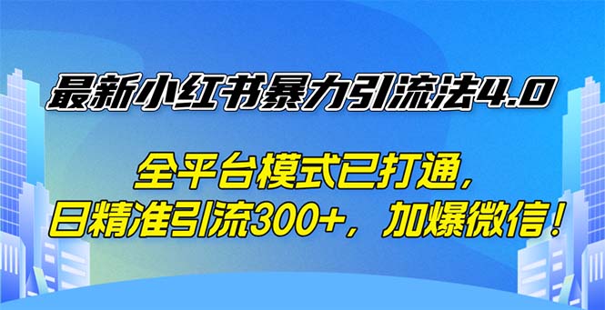 （12505期）最新小红书暴力引流法4.0， 全平台模式已打通，日精准引流300+，加爆微…-腾哥精选