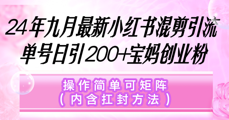 （12530期）小红书混剪引流，单号日引200+宝妈创业粉，操作简单可矩阵（内含扛封…-腾哥精选