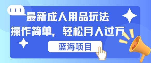 最新成人用品项目玩法，操作简单，动动手，轻松日入几张【揭秘】-腾哥精选