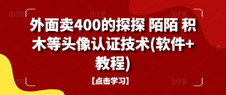 外面卖400的探探 陌陌 积木等头像认证技术(软件+教程)-腾哥精选